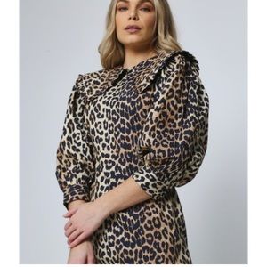 Ganni Animal Print Mini Cotton Dress